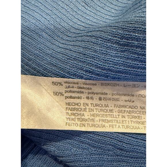 Zara Sleeveless Side Key Hole Tie Ruched Ribbed Tank Top Crop Tank Top S Blue - Picture 11 of 15